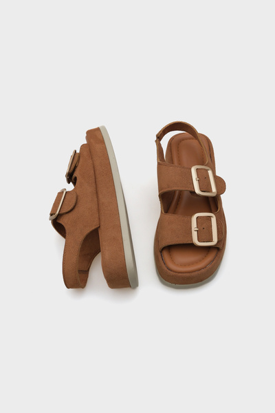 Capone Outfitters Dámské sandály Denice na klínovém podpatku s dvojitou páskovou přezkou