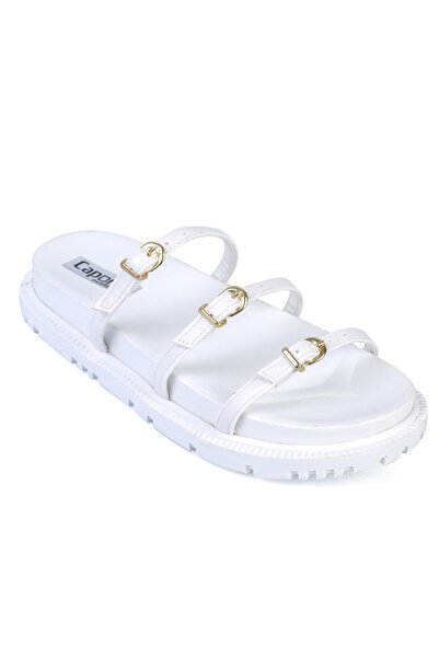 Capone Outfitters Round Toe Three-Striped Buckle Women's Slippers