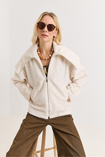 Raneel Kazançlı Alışveriş Woman's faux fur jacket with pockets and zipper - c...