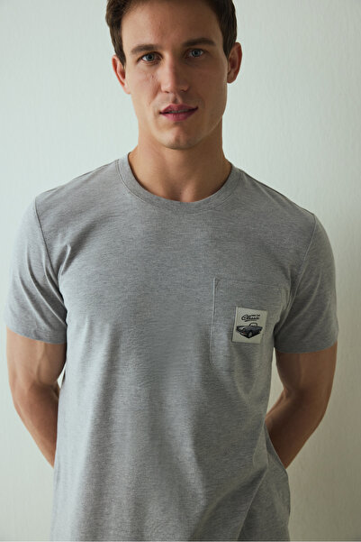 Penti Gray Melange Men's Short Sleeve Pajama Set