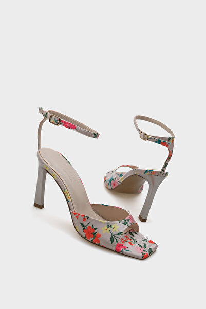 Capone Outfitters Regina Open Back Blunt Toe High Heeled Floral Patterned Women's Shoes