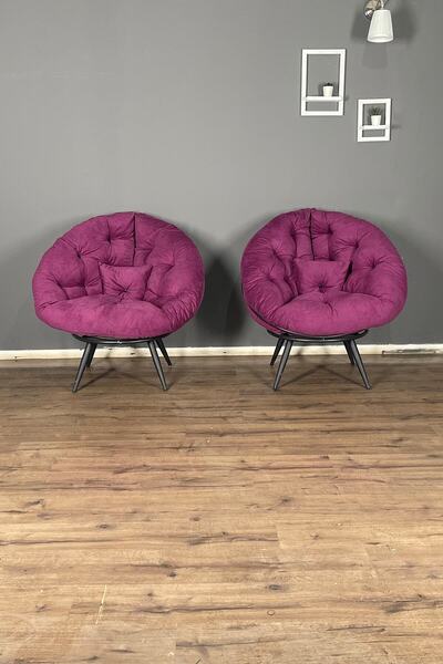 Berta Concept Hera 2'li Berjer Koltuk & Yatak Olabilen Minder Koyu Mor