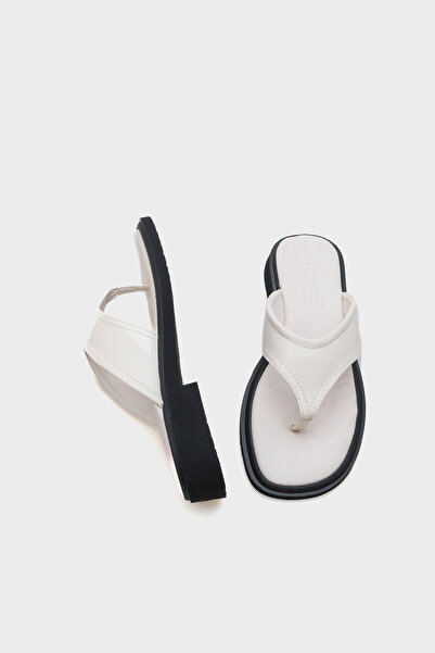 Capone Outfitters Genuine Leather Flip Flops Comfort Short Heeled Women's Slippers