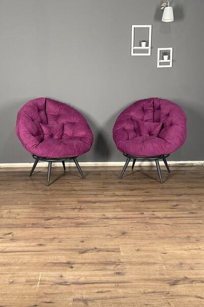 Berta Concept Hera 2'li Berjer Koltuk & Yatak Olabilen Minder Koyu Mor