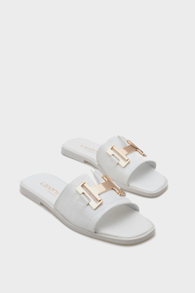 Capone Outfitters Papuci Koren pentru femei cu cataramă aurie H