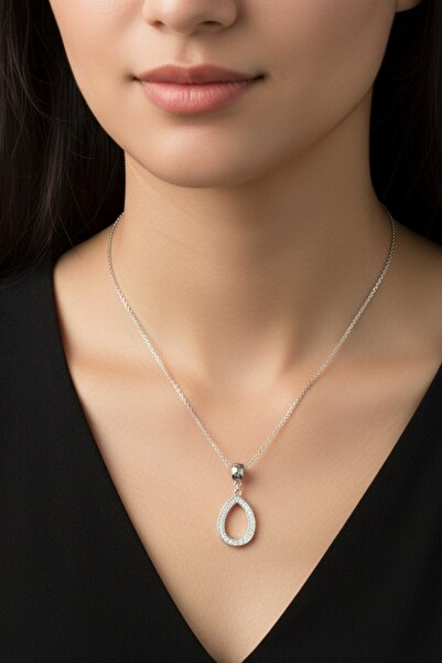 BLIZGANTIS Damla Design Figured Zircon Stone Steel Necklace