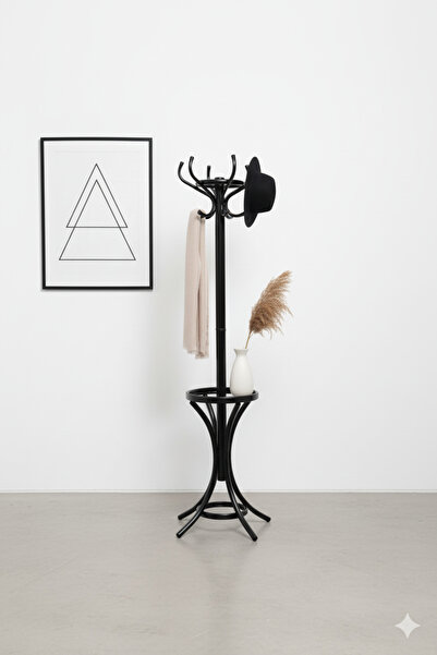 GÜVENÇ Ayaklı Metal Portmanto Askılık Siyah 180 Cm