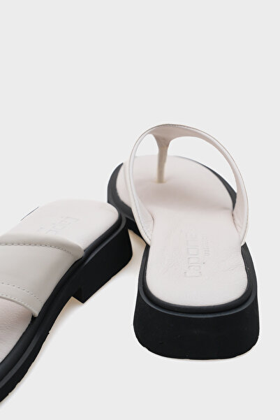 Capone Outfitters Genuine Leather Flip Flops Comfort Short Heeled Women's Slippers