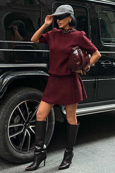 LOSHORA cu căptușeală din fleece Set mini fustă cu guler cu pietre 10002 R4-I-K3