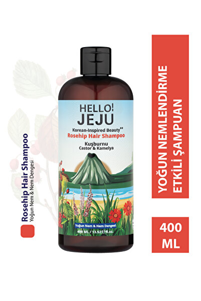 Hello Jeju ! Rosehip Hair Kuşburnu,Castor ve Kamelya İçerikli Şampuan 400 ml