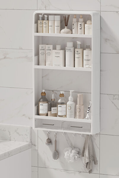 Online Home Market Omaş Tera Yapışkanlı Duvar Rafı Organizer – Banyo, Mutfak ve Duş Alanları İçin Pratik Düzenleyici