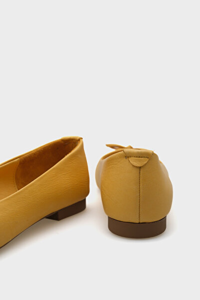 Capone Outfitters Genuine Leather Bow Round Toe Women's Ballerinas