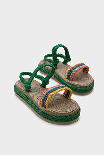 Capone Outfitters Capone Wedge Heel String Multi Green Women's Slippers