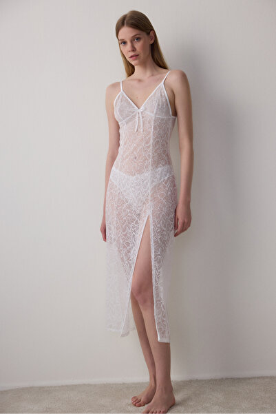 Penti Off-White Lace V-Ausschnitt Mitgift Nachthemd