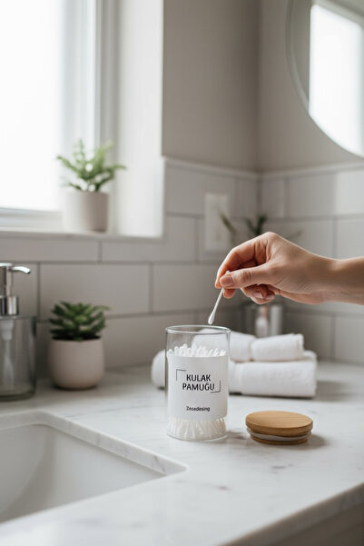 zezedesing علبة جرة قطنية زجاجية بغطاء من الخيزران سعة 250 مل