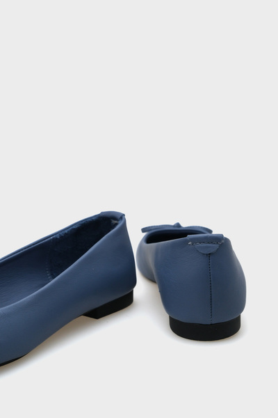 Capone Outfitters Balerini de damă cu fundă din piele naturală cu vârf rotund