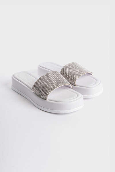 Capone Outfitters Wedge Heeled Stoned Single Strap Women's Slippers