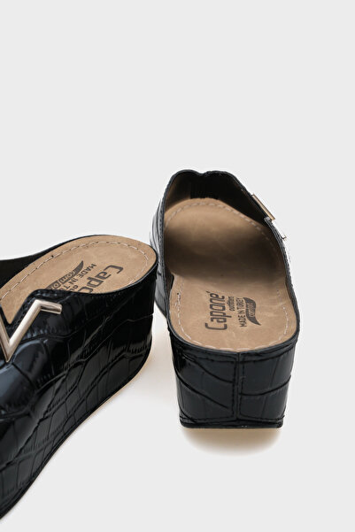 Capone Outfitters Papuci Capone 6145 negri pentru femei cu platformă în V cu cataramă