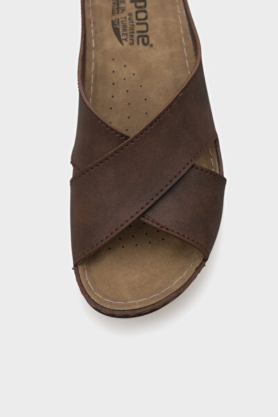 Capone Outfitters Έβενος 107001   Γυναικείες ανατομικές παντόφλες Comfort Cross Band