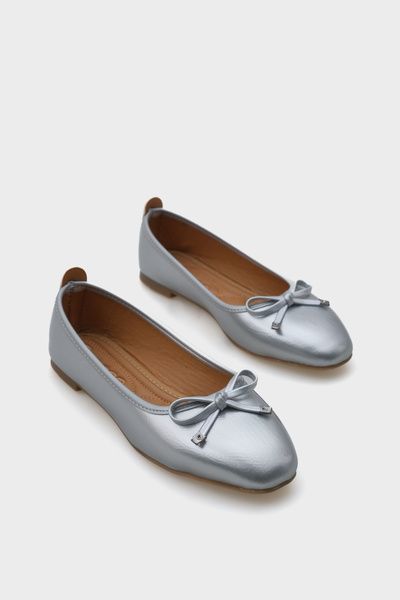 Capone Outfitters Hana Trend ráncos mintás ezüst női balerinák