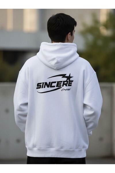 REBRAND Printed Unisex Sweatshirt Oversized Hoodie Hooded Thick 3 Yarn