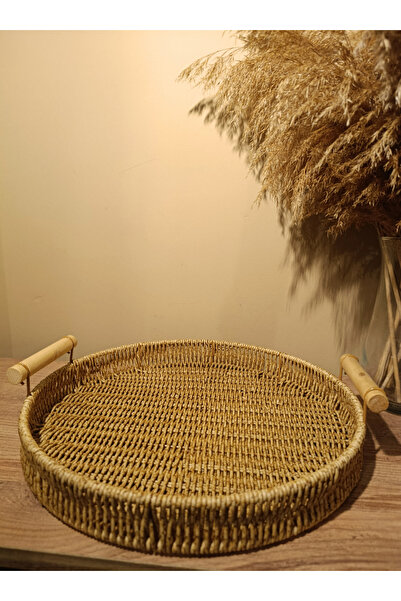 Paganca Wicker Rattan Presentation Tray Organizer Round Wide Size