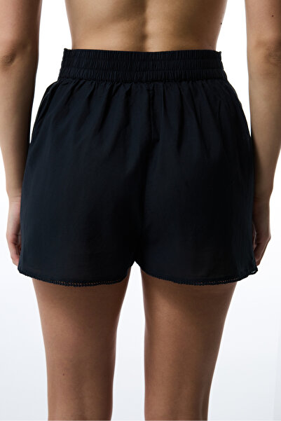 Penti Lastikli Bel Normal Siyah Kadın Şort Plwah4u425iy