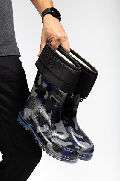 e&e %100 Su Geçirmez Avcı Çizmesi Kışlık İçi Peluş Kar Çizmesi Yağmur Çizmesi İçi Yünlü Erkek İş Çizmesi