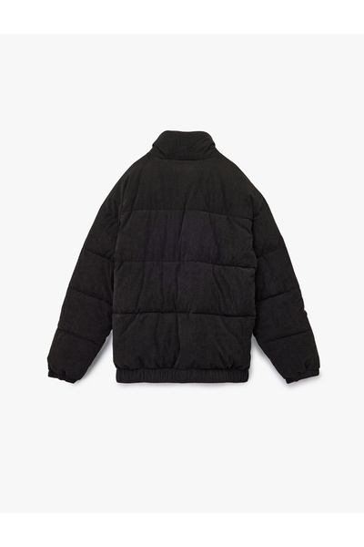 Koton ψηλός λαιμός Μακρυμάνικο χειμωνιάτικο πουπουλένιο παλτό με λεπτομέρεια τσέπης και κοτλέ φερμουάρ