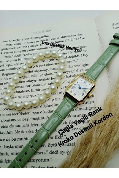 Brality Vintage Retro Model Women's Wristwatch.. Green Cord.. Roman Dial- wit...