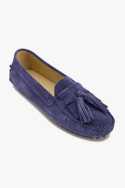 West To West Kadın Süet Loafer Aksesuar Ve Püskül Detaylı