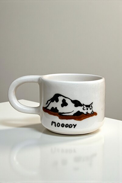 YUUGI CERAMIC Handmade Ceramic Mug – Mooody Cow Design Animal Figured Mug Cup |   Mother's Day Gift |