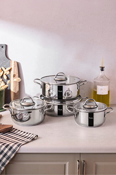 Perotti Alsancak Induction Base 8 Piece Steel Cookware Set
