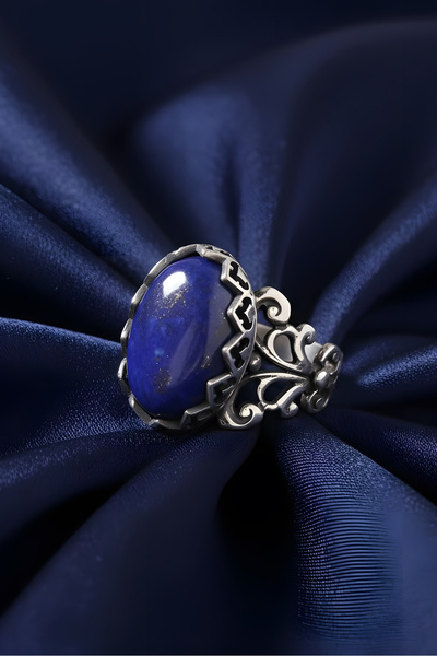 Takıdepo Rumi Model Lapis Lazuli Taşlı El Işi Gümüş Yüzük