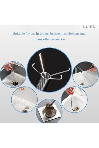 LUXER Sarpe Desfundare Chiuveta/Cada/WC/Tevi de Scurgere cu Sistem Extractor cu 4 Brate, Lungime 90 cm