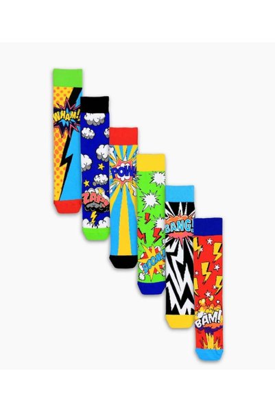 Cemce Butik Pack of 7 Socks Patterned Striped Sports Fun Cartoon Multicolored Unisex Men's Women's Socks