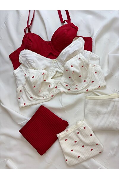 İNKO İÇ GİYİM Σετ 3 Πολύχρωμα Βαμβακερά Σουτιέν με Σχέδιο Underwire