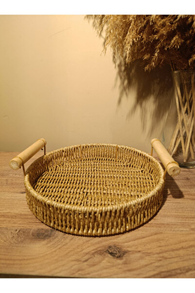Paganca Small Size Round Wicker Rattan Presentation Tray - Organizer