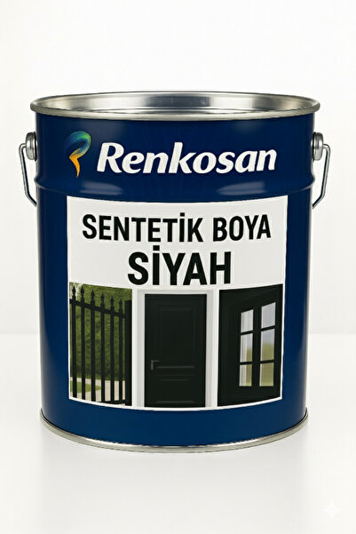 Renkosan Sentetik Yağlı Boya – Siyah | Metal, Demir, Ahşap Yüzeyler İçin