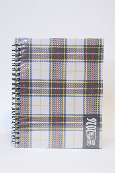 Lemsstudio 2026 Tarihli Haftalık Ajanda Ekose Desen Sert Kapak Weekly Plaid S...