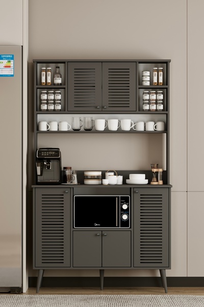 melura home 120 Cm Kahve Ünitesi - Kahve Köşesi Panjur Kapak %100 Mdf Çok Amaçlı Dolap