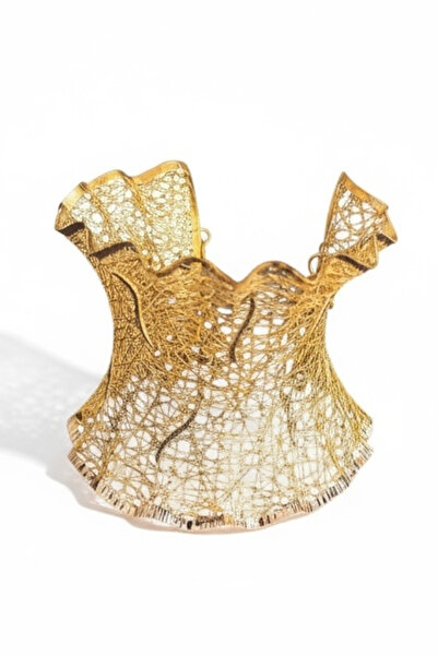 Çgk Çiğdem Gürel Kuyumculuk Kadın Altın File Desen El İşçiliği Geniş Kelepçe Tül Bilezik – Özel Tasarım