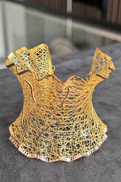 Çgk Çiğdem Gürel Kuyumculuk Kadın Altın File Desen El İşçiliği Geniş Kelepçe Tül Bilezik – Özel Tasarım