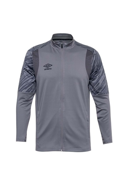 UMBRO TC-0211 Plus Camp Jacket Hooded Sweat Φούτερ Ανδρικό Μπουφάν ΓΚΡΙ