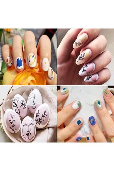 fulina Graffiti Fun Nail Art Stickers, 3D Self-Adhesive Abstract Lady Face Rose Leaf Nail Design(6 Sheets)