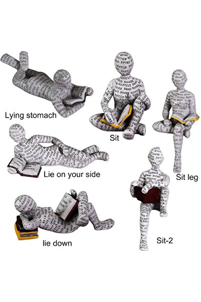 fulina 3 Pcs Pulp Reading Women Figurine Decor, Modern Abstract Art Sculpture Resin Collectible Figurine