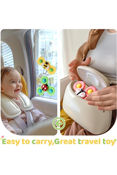 fulina 3PCS Suction Cup Spinner Toys for 1 Year Old Boy Girl|Spinning Top Infant Sensory Toys for Toddlers