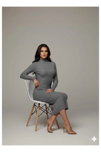 Karataş Giyim Rochie de damă din țesătură camisole cu gât rochie cu mânecă lungă Dimensiune standard Sml Compatibil Liral Lungime 135 Cm