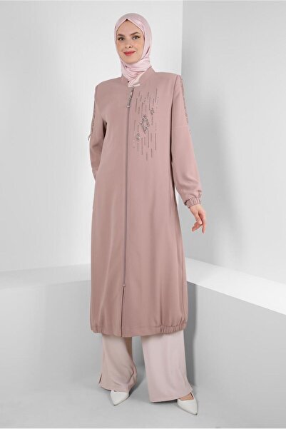 Alvina Тренчкот з кишенями та блискавкою з обробкою каменем 10756