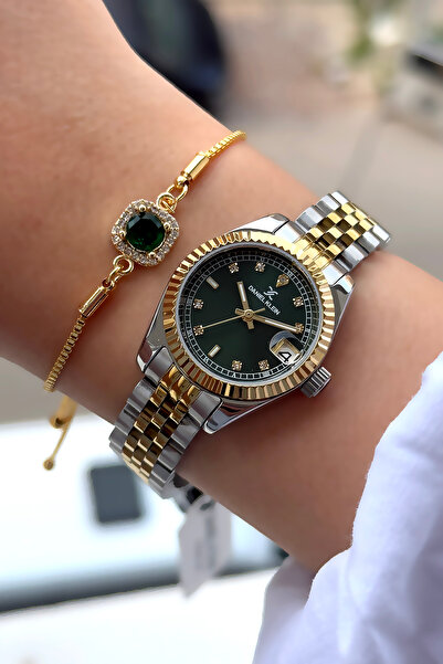 Daniel Klein %100 Orijinal Kadın Kol Saati Yeşil Kadranlı Paslanmaz Çelik Jubile Kordon Özel Bileklik Hediyeli